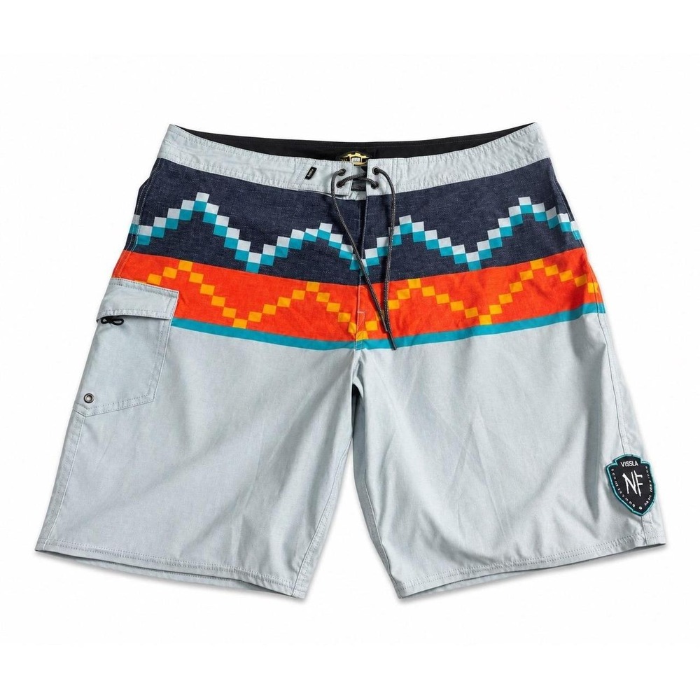 Vans Nathan Fletcher Board Shorts / Swim Trunks (Sz 38) Blue Geometric Aztec